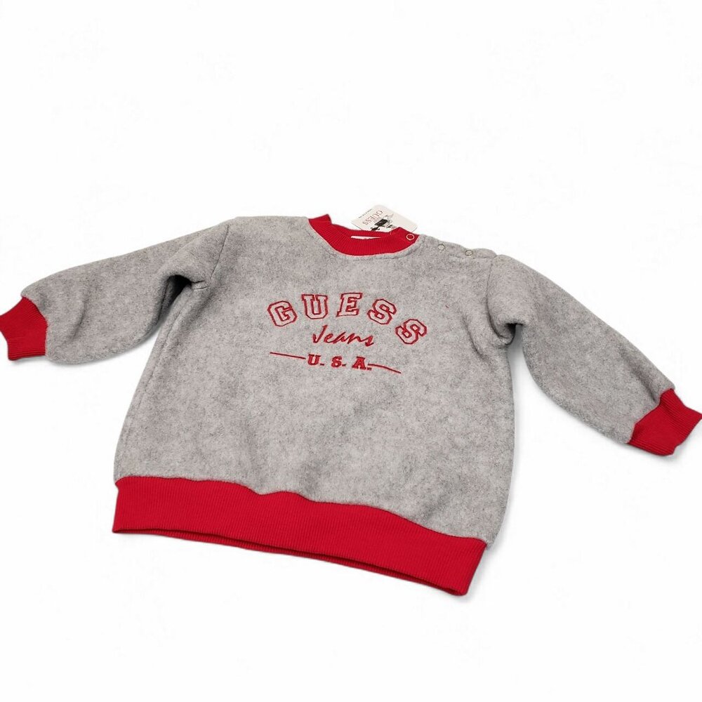 Baby Guess Jeans Gray Red Fleece Sweatshirt Shirt Size 24M Vintage
